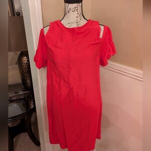 Mud Pie Vibrant Pink Cold Shoulder Mini Dress Womens Medium (8-10) New With Tags